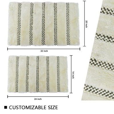 Super Soft Microfiber Chenille Bath Mat Striped Shaggy Bathroom Mat